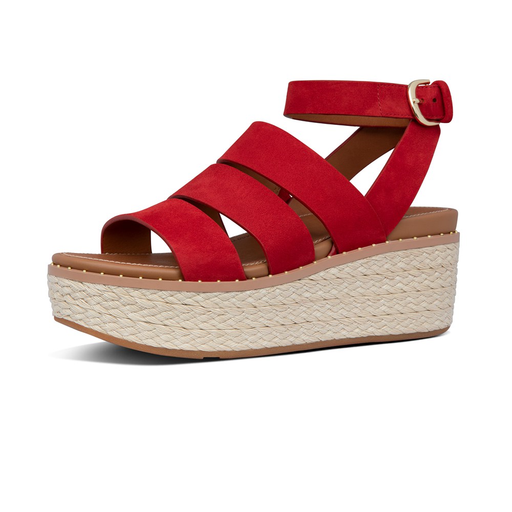 Fitflop Womens Wedge Red - Eloise Espadrille Sandals - 13LCBTYRV